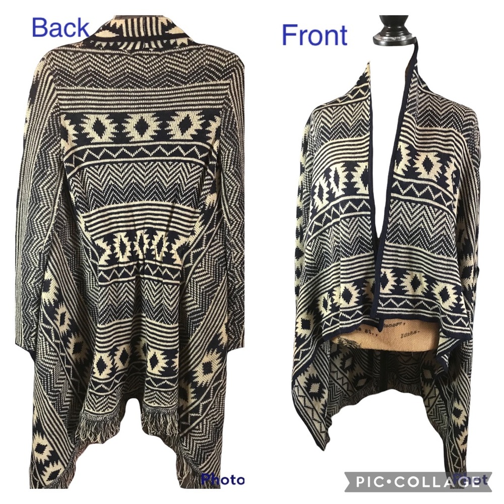 Don’t You Dare Women’s Medium Knitted Long Sleeve Sweater Cardigan with Fringes